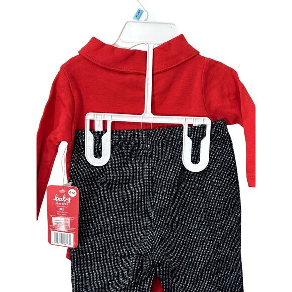 Baby Starters Festive Christmas Set Top & Pants Long Sleeves Red Black 6 Mos NWT - Picture 5 of 7
